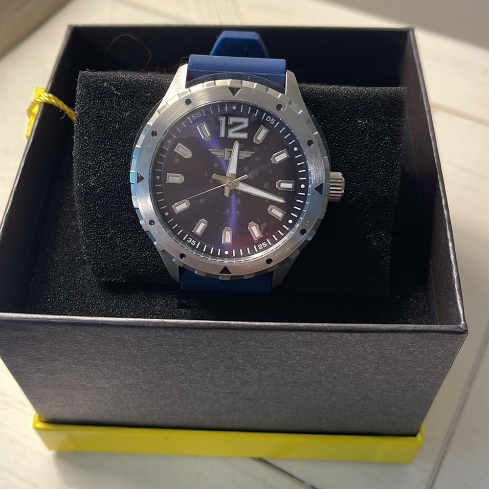 Navy and stainless steel watch by Invicta